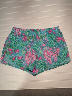 Lilly Pulitzer Aqua, Pink & Green Printed Athletic Shorts